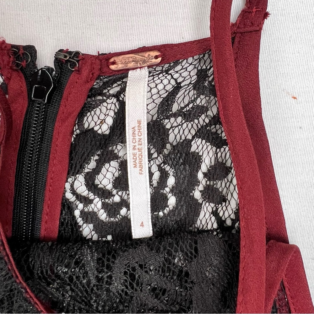 Free People Wish Upon A Star Red and Black Dress - Picture 3 of 6